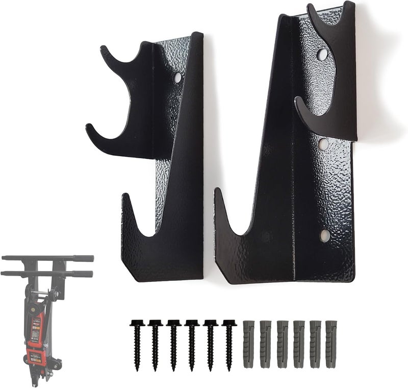 JLDGMXCDZ Heavy-Duty Steel Floor Jack Holder & Jack Stand Wall Mount Hook Rack,Black Electro-Plated, Two-Piece Handle Storage - Image 1
